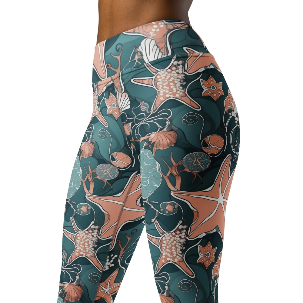 Seashell Reverie on Yoga Leggings — Left Front