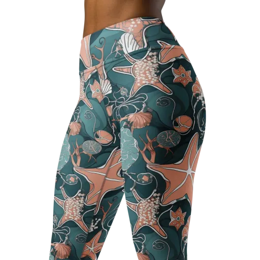 Seashell Reverie on a Yoga Leggings