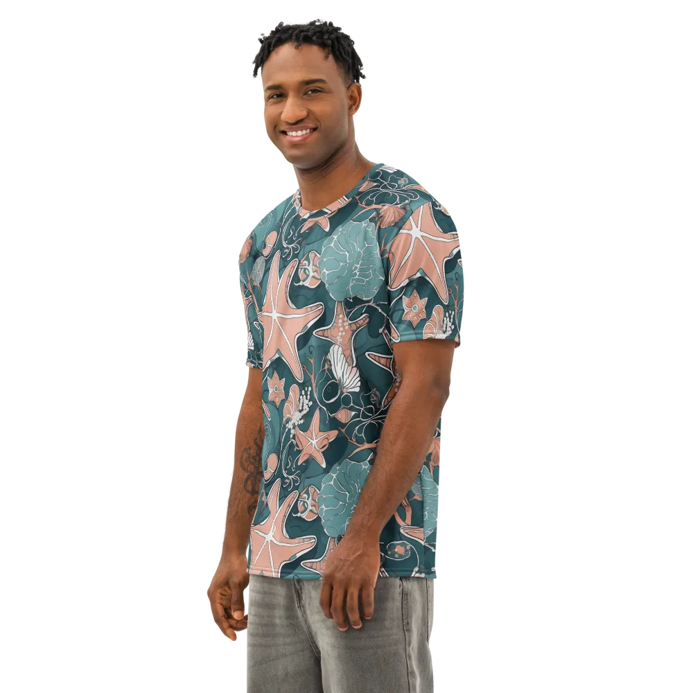 Seashell Reverie on Men's Cotton Crew Neck T-Shirt — Left Front