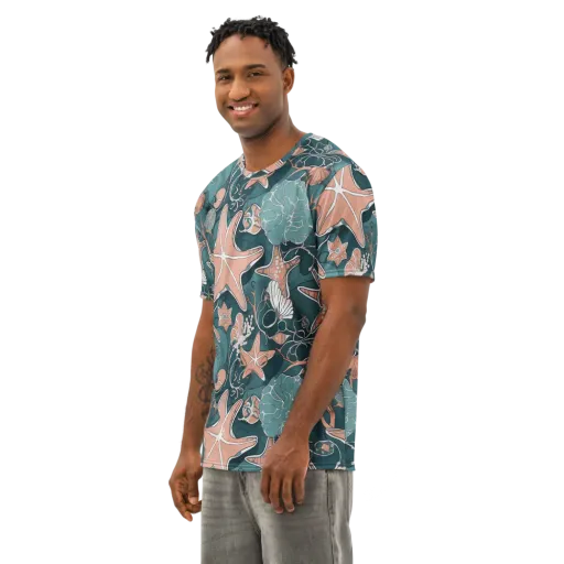 Seashell Reverie on a Men's Cotton Crew Neck T-Shirt