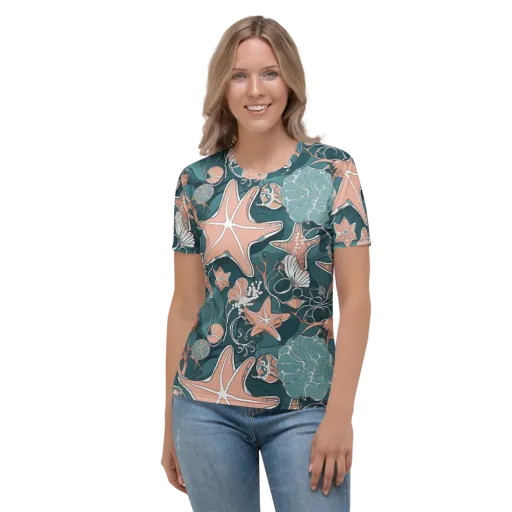 Seashell Reverie on a Women's Crew Neck T-Shirt