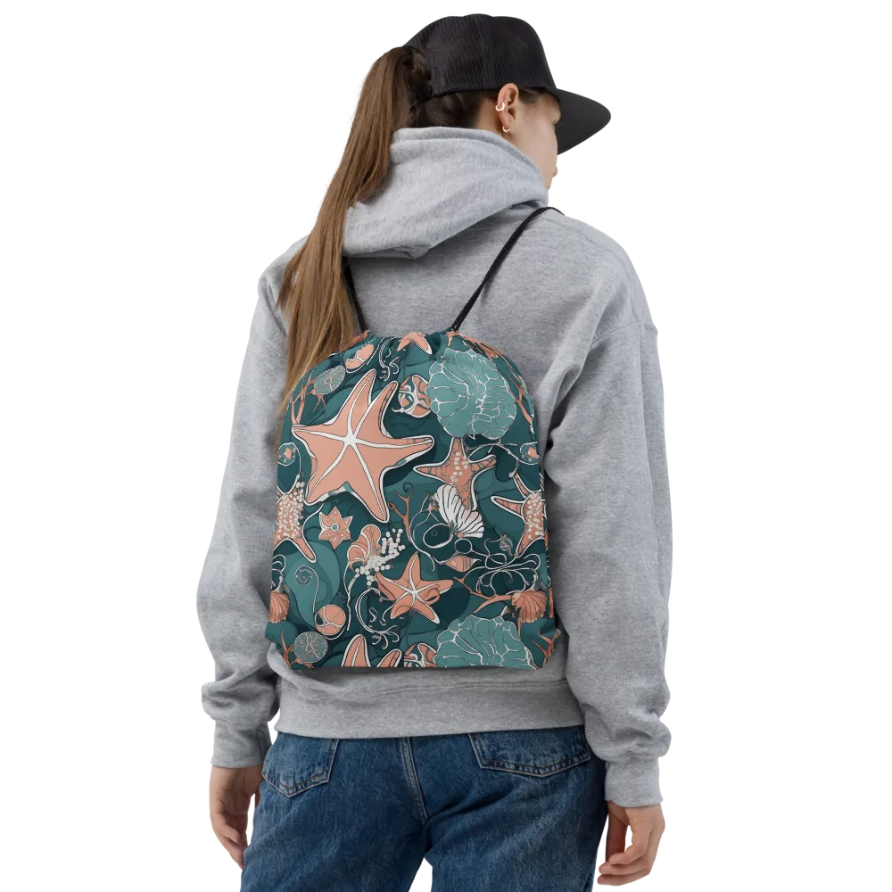 Seashell Reverie on Drawstring Bag — Front