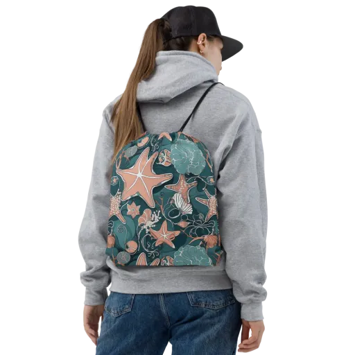 Seashell Reverie on a Drawstring Bag