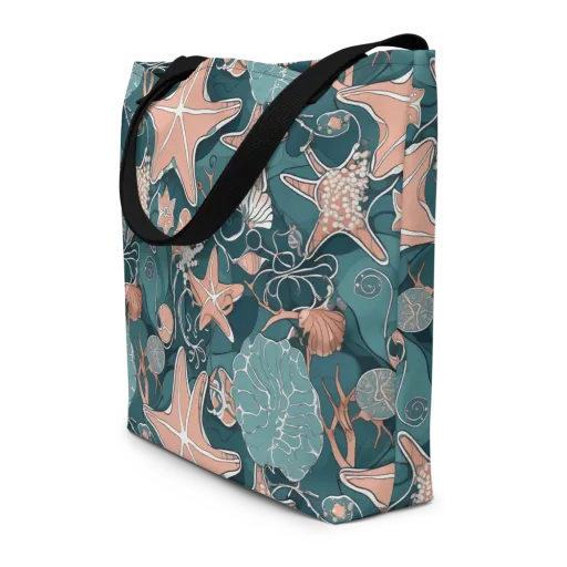Seashell Reverie on a Large Tote Bag W/ Pocket