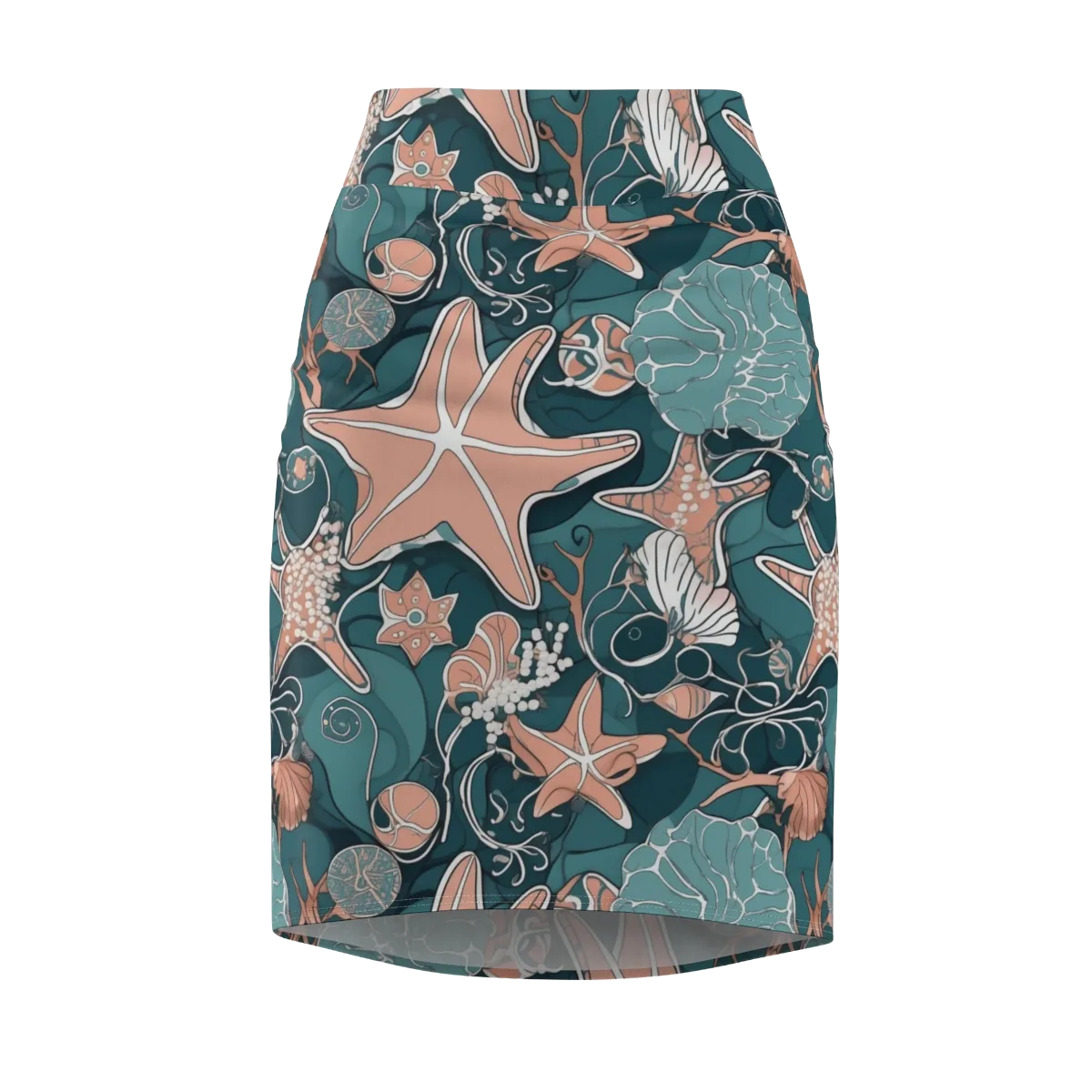 Seashell Reverie on Pencil Skirt — Front