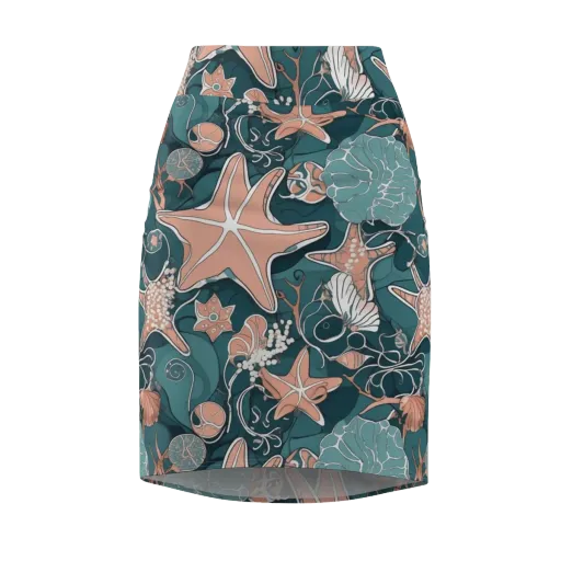 Seashell Reverie on a Pencil Skirt