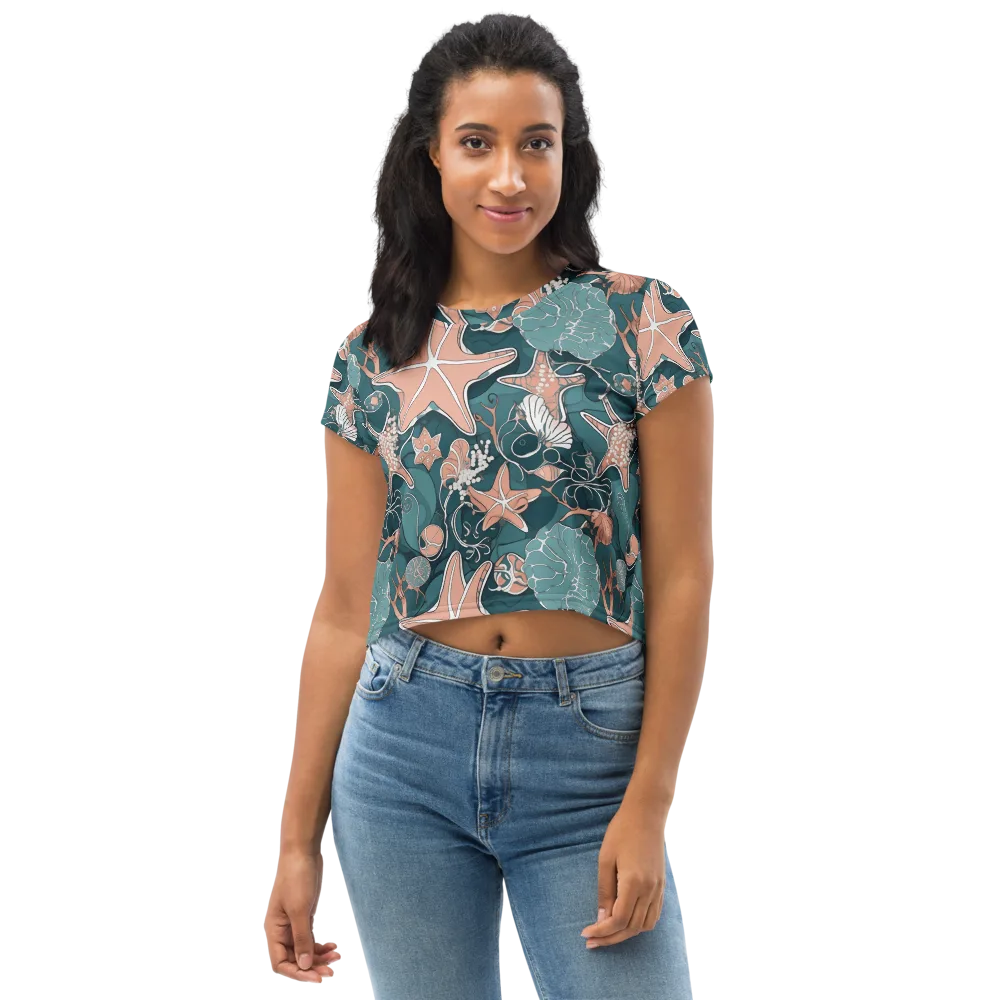 Seashell Reverie on Crop Tee — Front