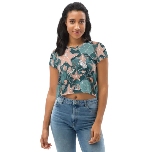 Seashell Reverie on a Crop Tee