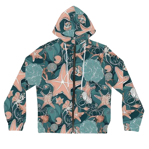 Seashell Reverie on a Women's Full-Zip Hoodie