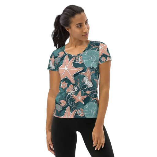 Seashell Reverie on a Women's Athletic T-Shirt