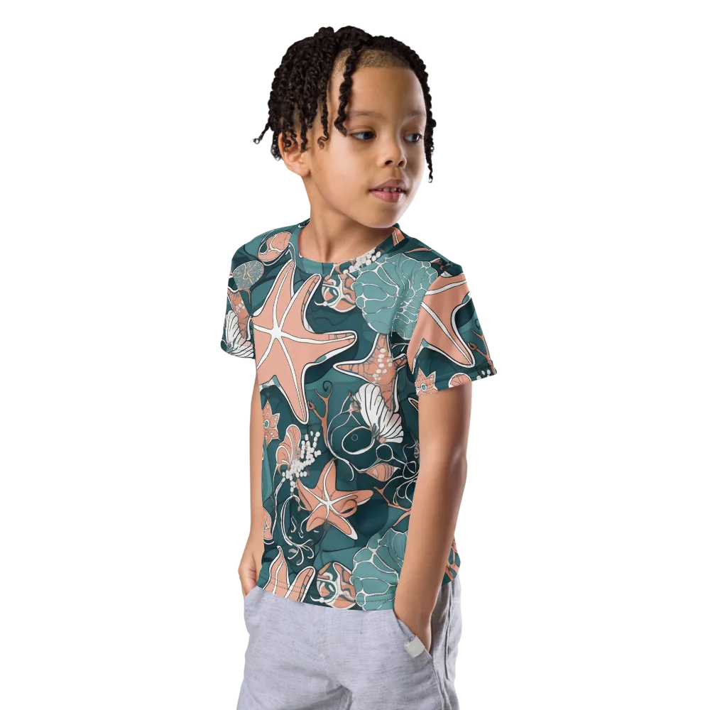 Seashell Reverie on Kids Crew Neck T-Shirt — Left Front