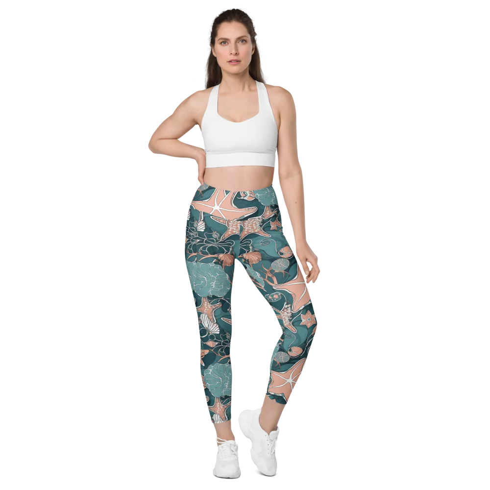Seashell Reverie on Leggings with Pockets — Front