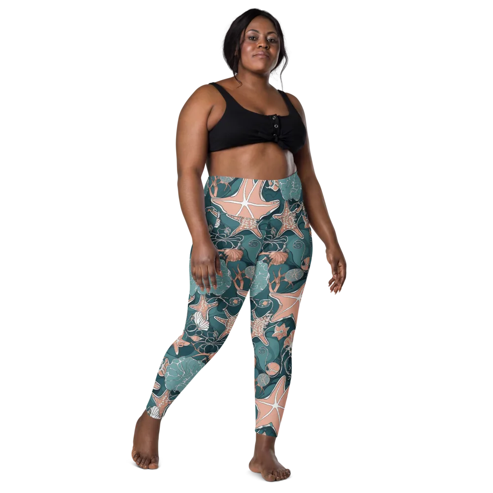 Seashell Reverie on Leggings with Pockets — Front