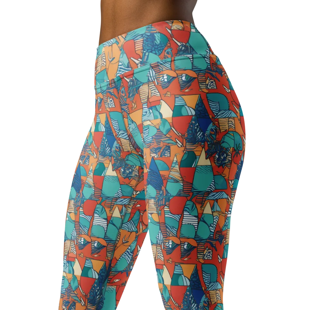 Tidal Collage on Yoga Leggings — Left Front