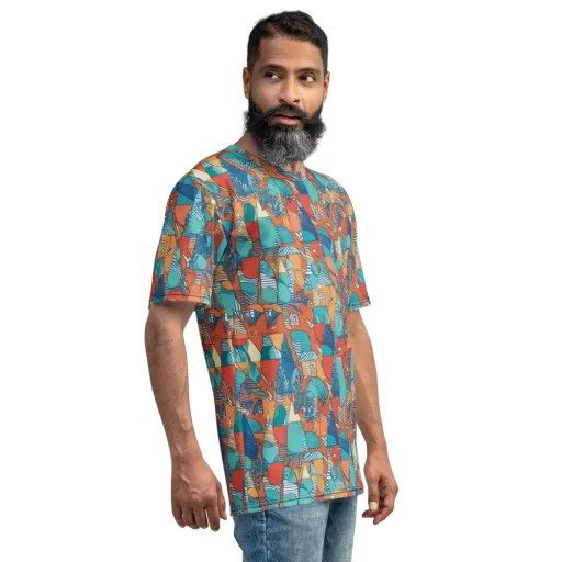 Tidal Collage on a Men's Crew Neck T-Shirt