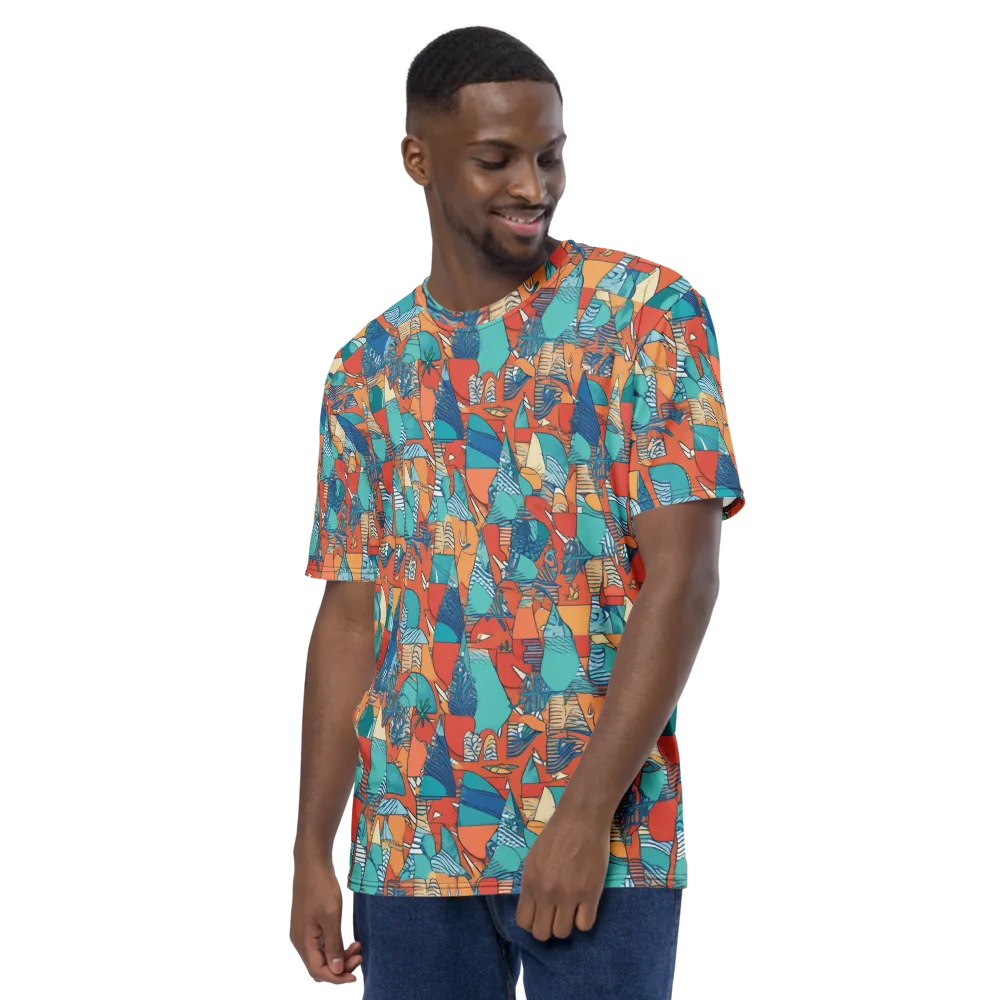 Tidal Collage on Men's Crew Neck T-Shirt — Left