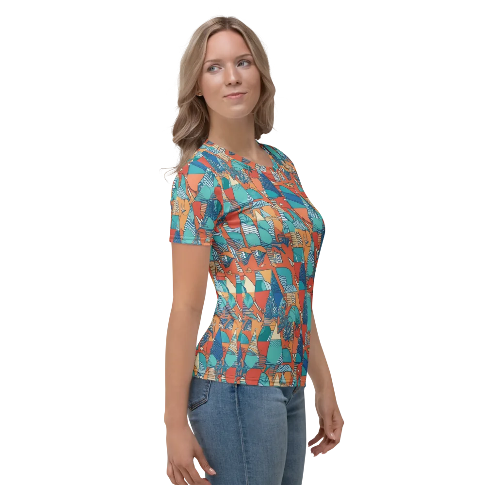 Tidal Collage on Women's Crew Neck T-Shirt — Right
