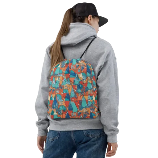 Tidal Collage on a Drawstring Bag