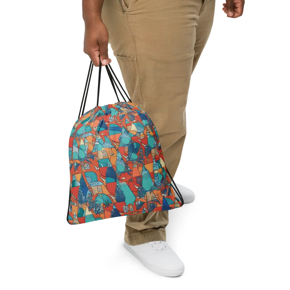 Tidal Collage on Drawstring Bag — Front