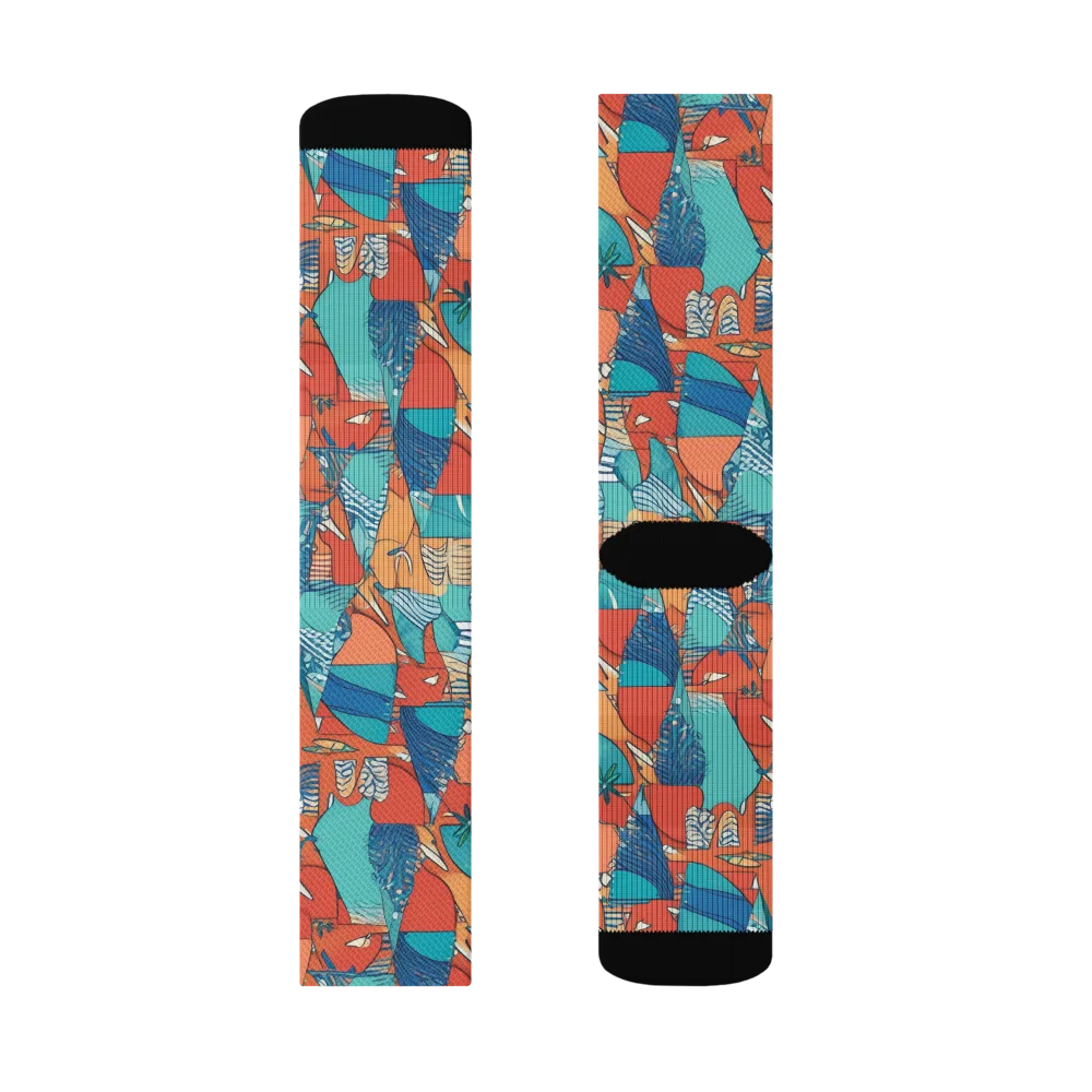 Tidal Collage on Socks — Right Sock