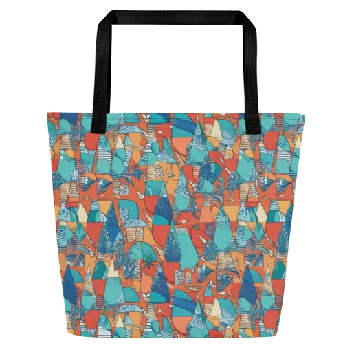 Tidal Collage on a Large Tote Bag W/ Pocket