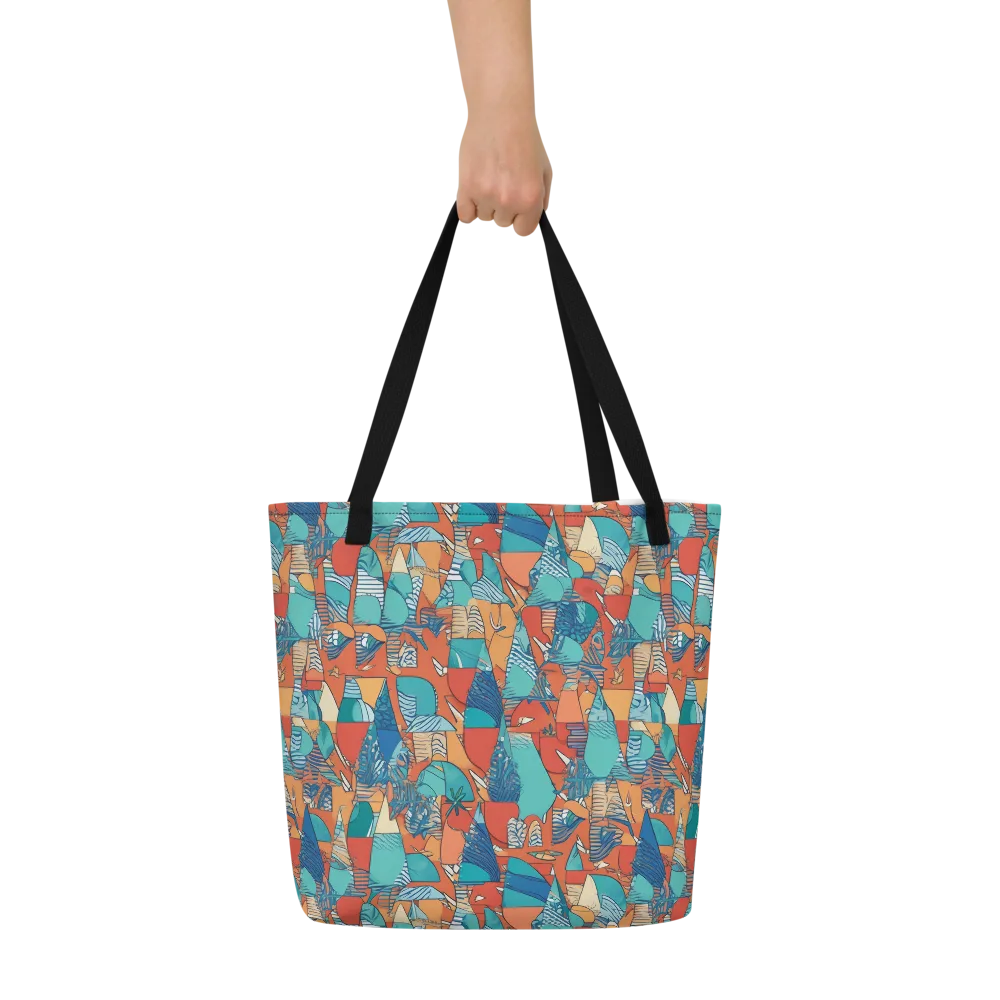 Tidal Collage on Large Tote Bag W/ Pocket — Front