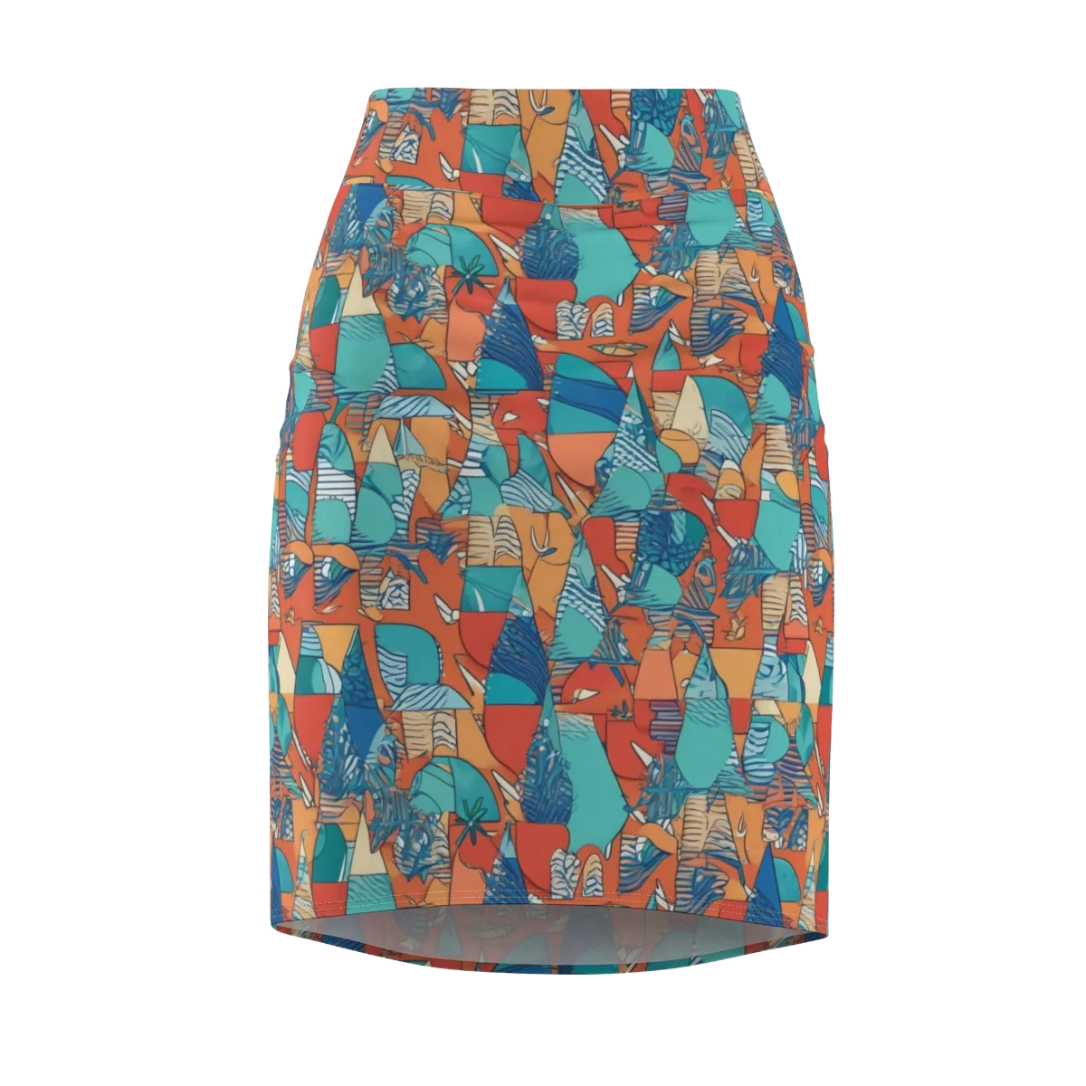 Tidal Collage on Pencil Skirt — Front