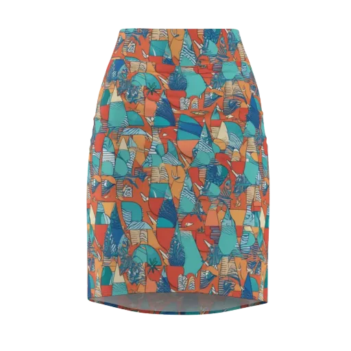 Tidal Collage on a Pencil Skirt
