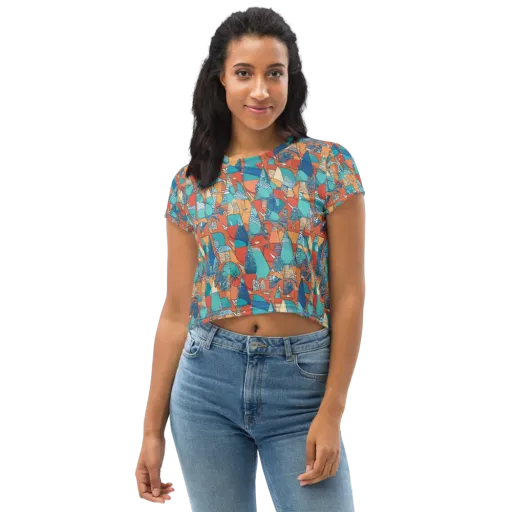 Tidal Collage on a Crop Tee