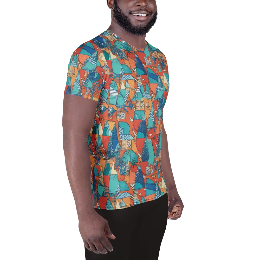 Tidal Collage on Men's Athletic T-Shirt — Right