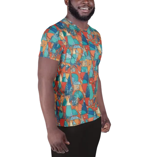 Tidal Collage on a Men's Athletic T-Shirt