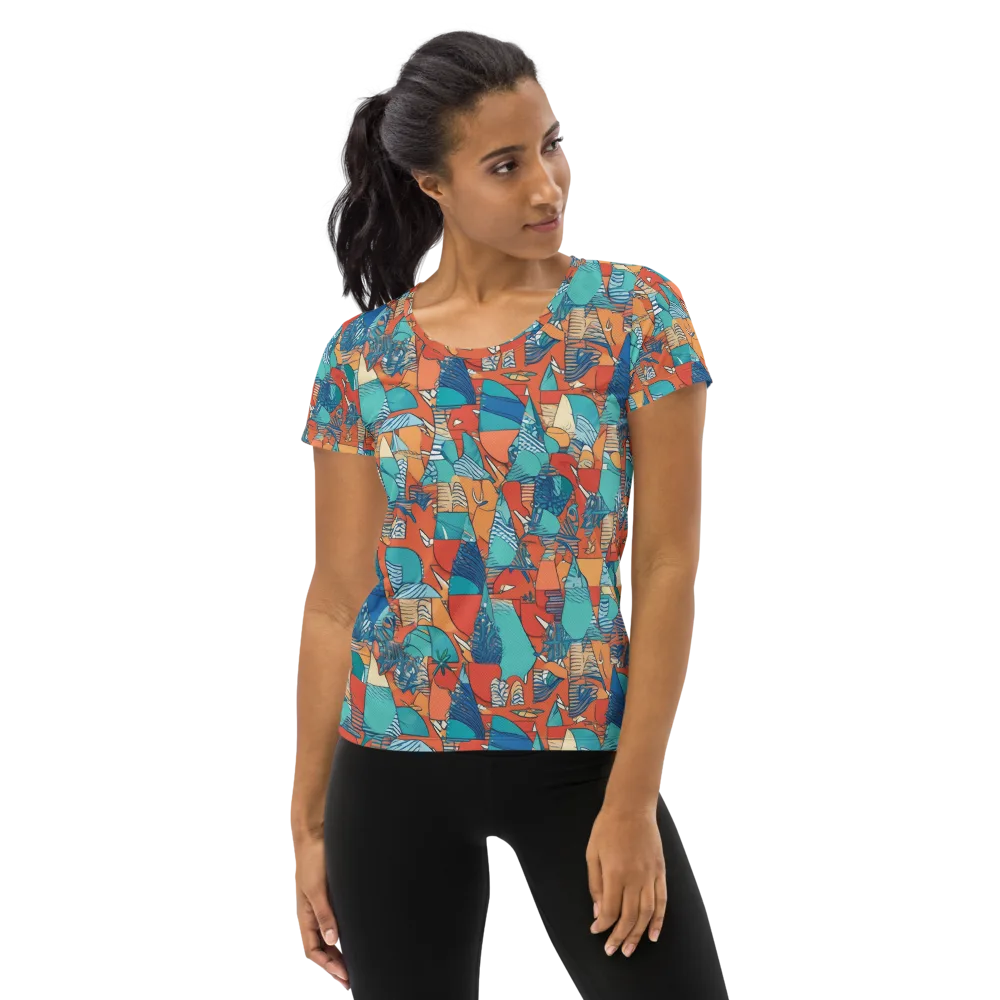 Tidal Collage on Women's Athletic T-Shirt — Front