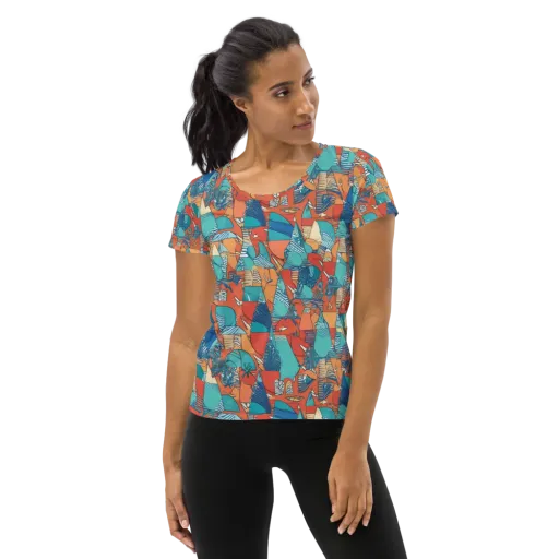 Tidal Collage on a Women's Athletic T-Shirt