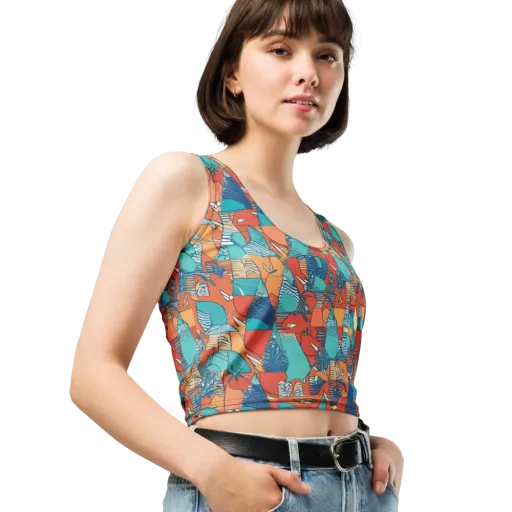 Tidal Collage on a Crop Top