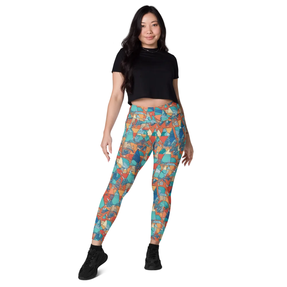 Tidal Collage on Leggings with Pockets — Front