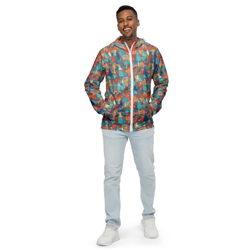 Tidal Collage on a Men's Windbreaker