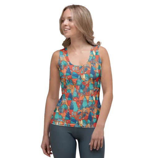 Tidal Collage on a Women's Tank Top