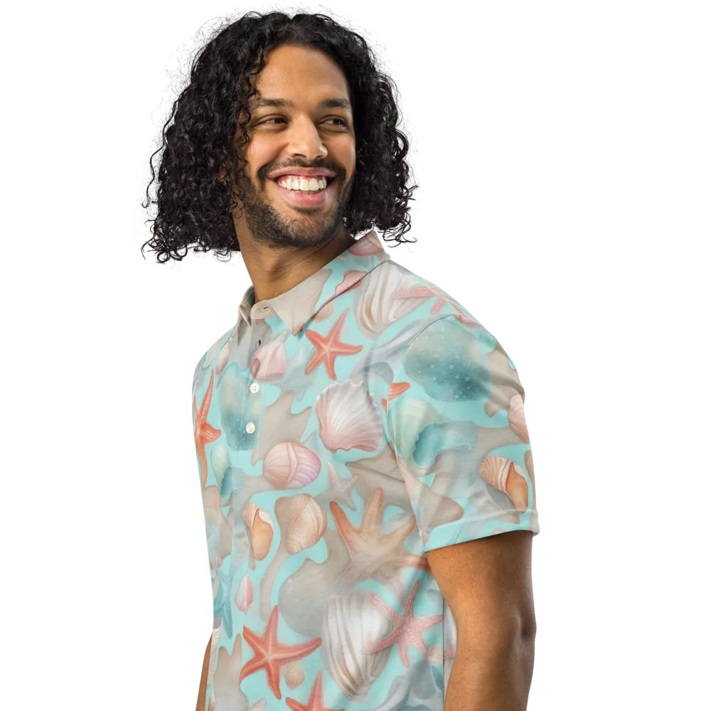 Tidepool Reverie on Men's Slim Fit Polo Shirt — Left Front