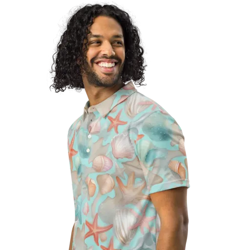 Tidepool Reverie on a Men's Slim Fit Polo Shirt