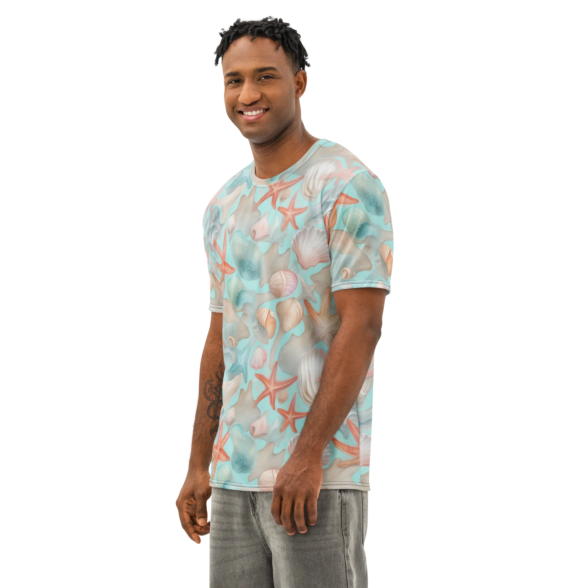 Tidepool Reverie on Men's Cotton Crew Neck T-Shirt — Left Front