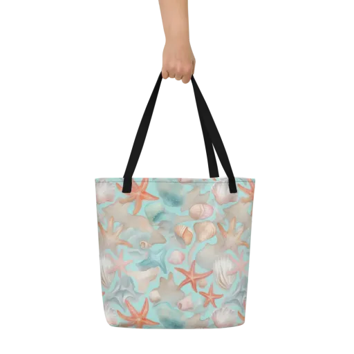 Tidepool Reverie on a Large Tote Bag W/ Pocket