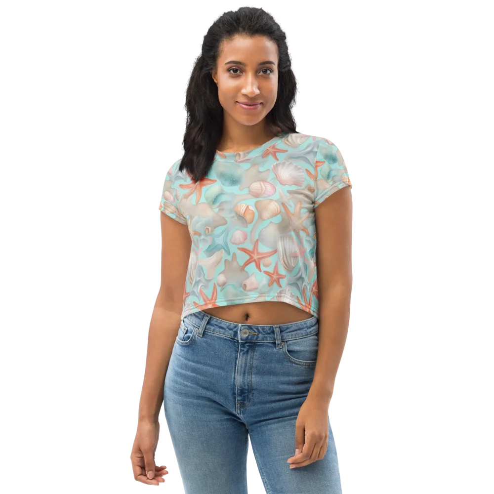 Tidepool Reverie on Crop Tee — Front