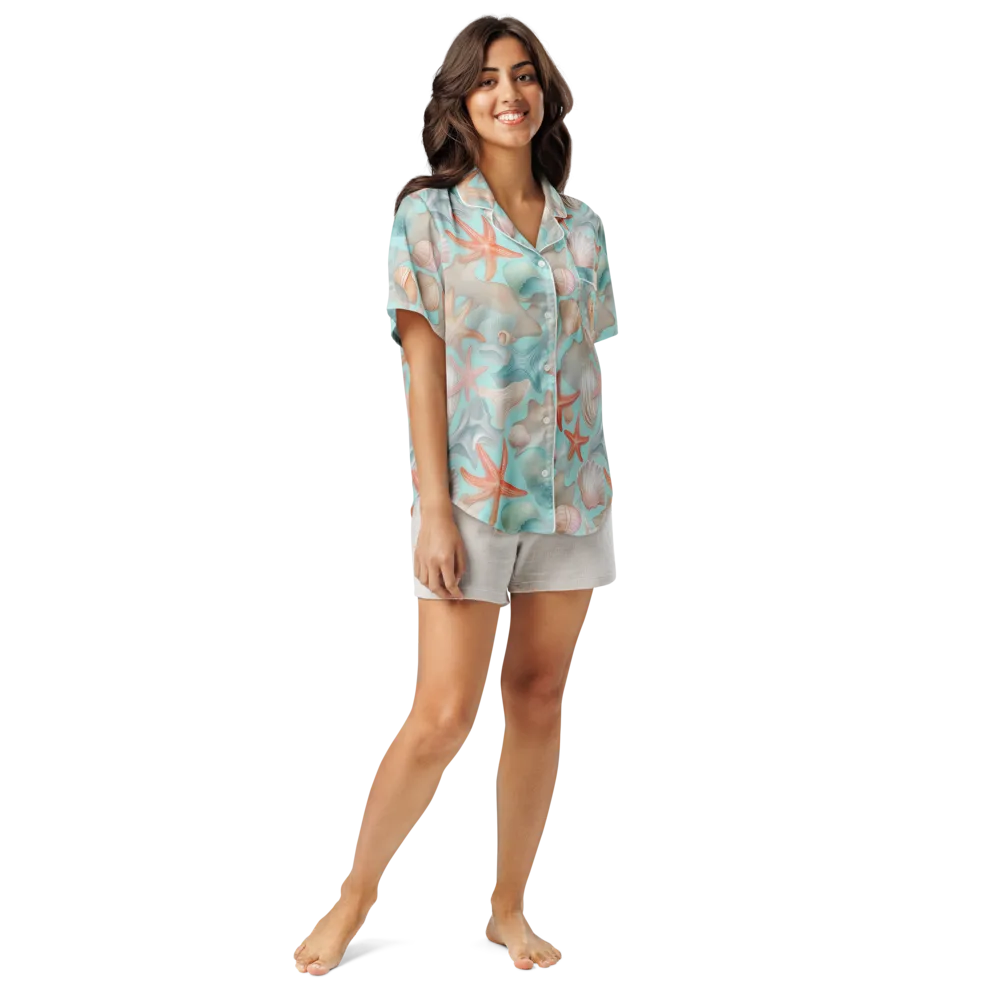Tidepool Reverie on Women's Short Sleeve Pajama Top — Front