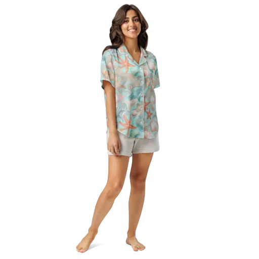Tidepool Reverie on a Women's Short Sleeve Pajama Top