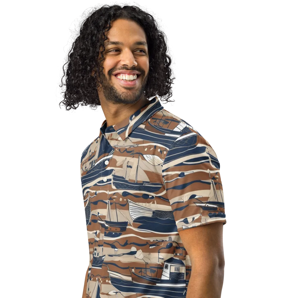 Harbor Blue on Men's Slim Fit Polo Shirt — Left Front