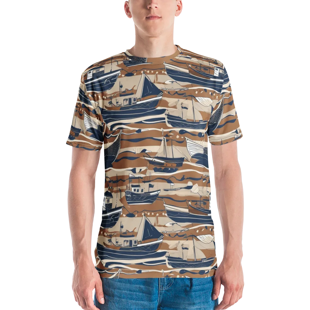 Harbor Blue on Men's Crew Neck T-Shirt — Front