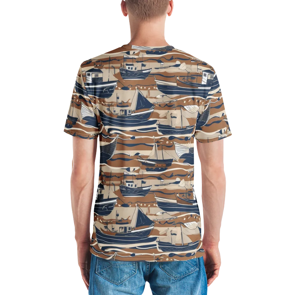 Harbor Blue on Men's Crew Neck T-Shirt — Back