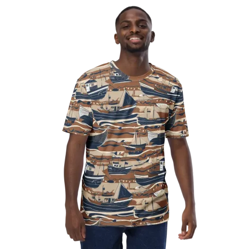 Harbor Blue on a Men's Crew Neck T-Shirt