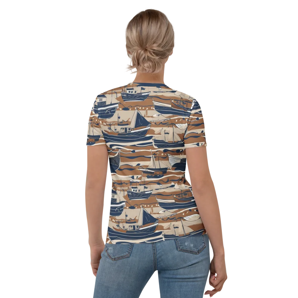 Harbor Blue on Women's Crew Neck T-Shirt — Back