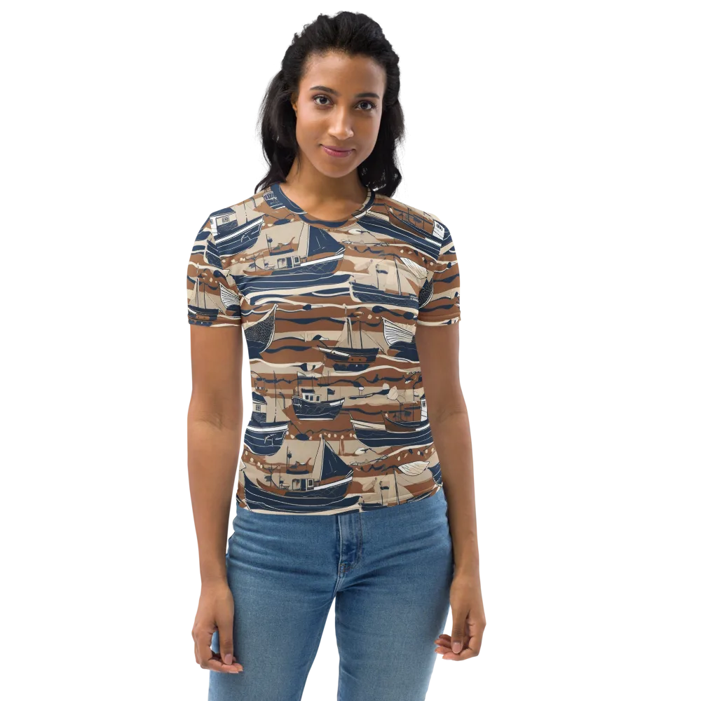 Harbor Blue on Women's Crew Neck T-Shirt — Front